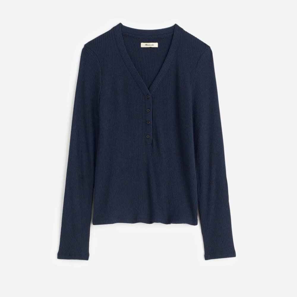 madewll Brushed Long-Sleeve Henley Tee (xxs)